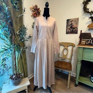 August Sky Mixed Media Minimalist Maxi Dress in Natural/Beige Large NWT